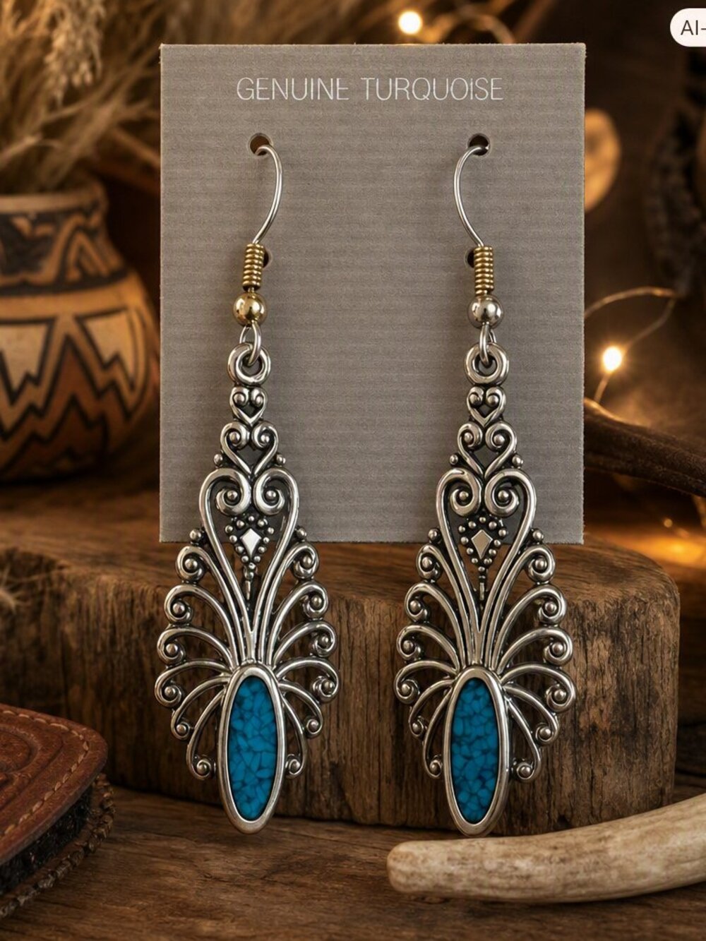Turquoise Inlayed Dangle Earrings